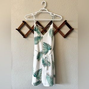 F21 tropical leaf print dress